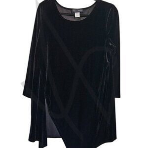 Wearabouts Black Velvet Asymmetrical Tunic Top (Size XXL)